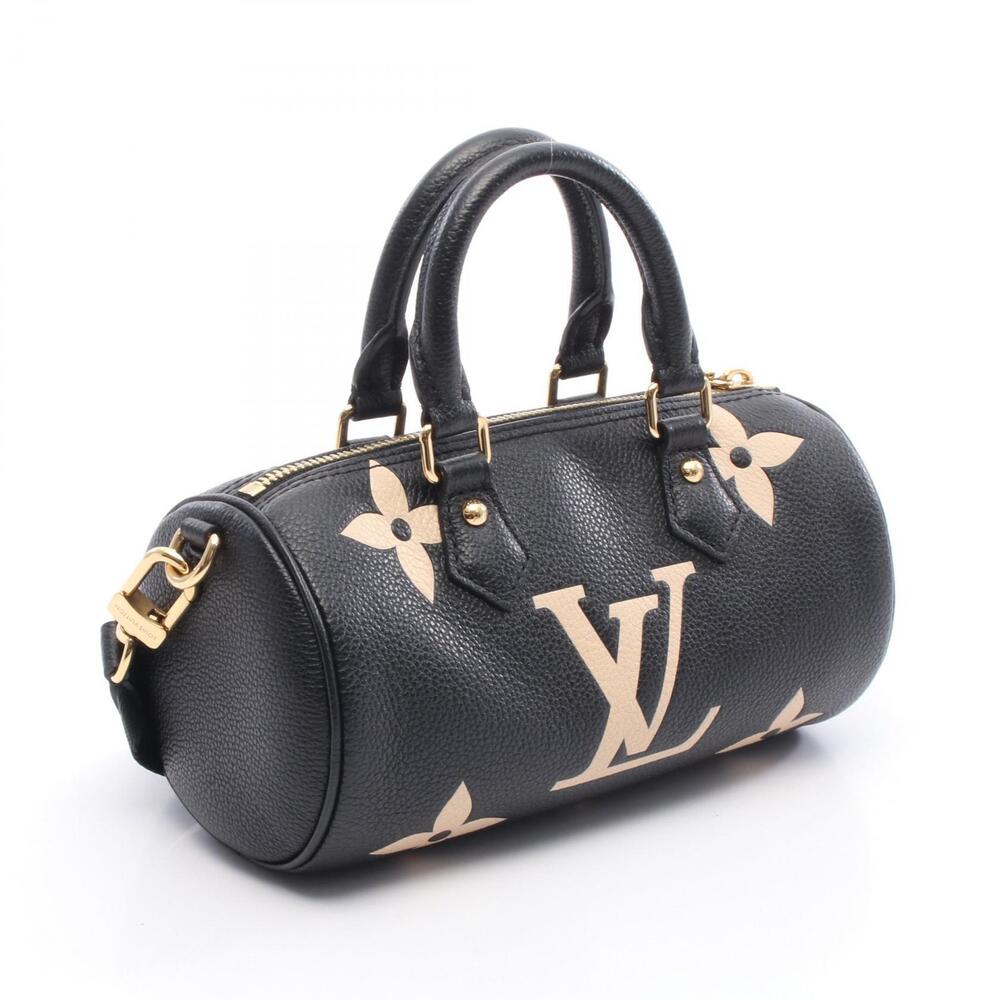 Louis Vuitton Papillon Leather Black Monogram Handbag Empreinte